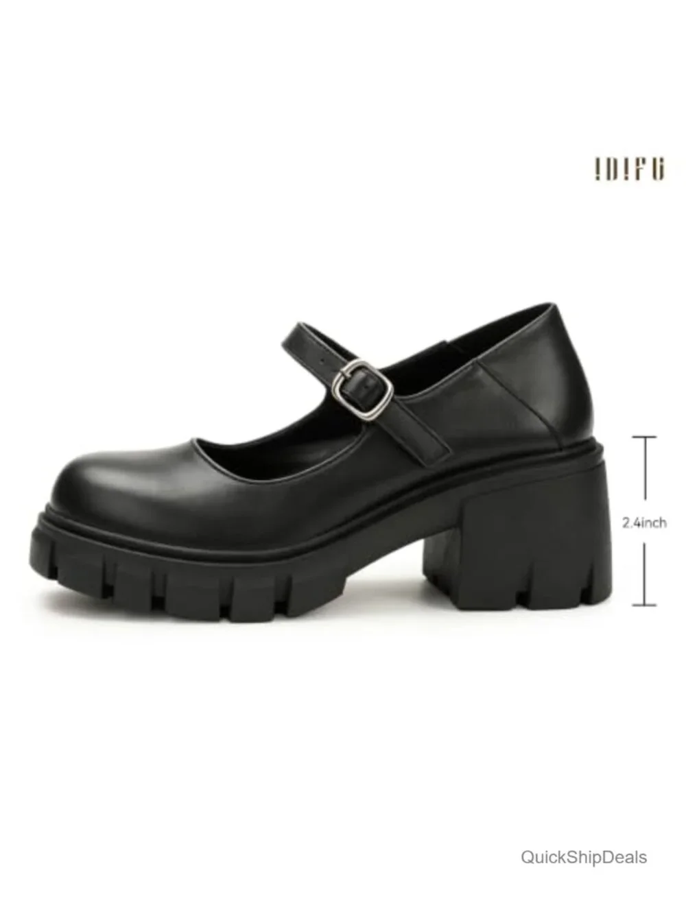 Mary Jane Platform Pumps Low Block Heels Closed Toe Women's Shoes